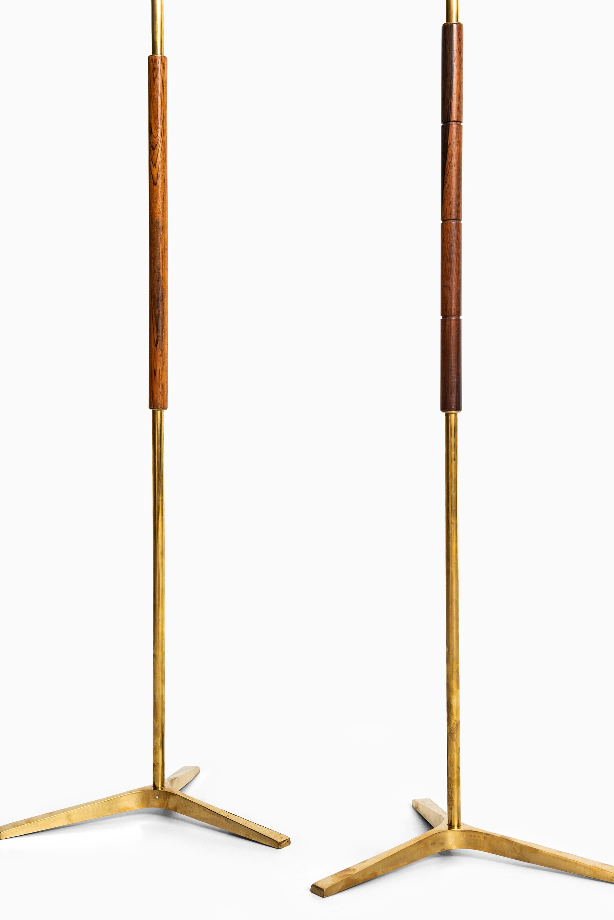 Pair of Floor Lamps in Rosewood and Brass Produced in Denmark 3
