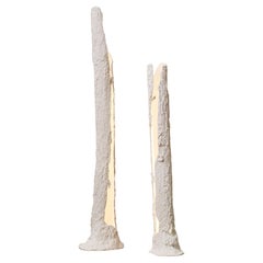 Pair of Floor Lamps in Sculpted Plaster by Vial