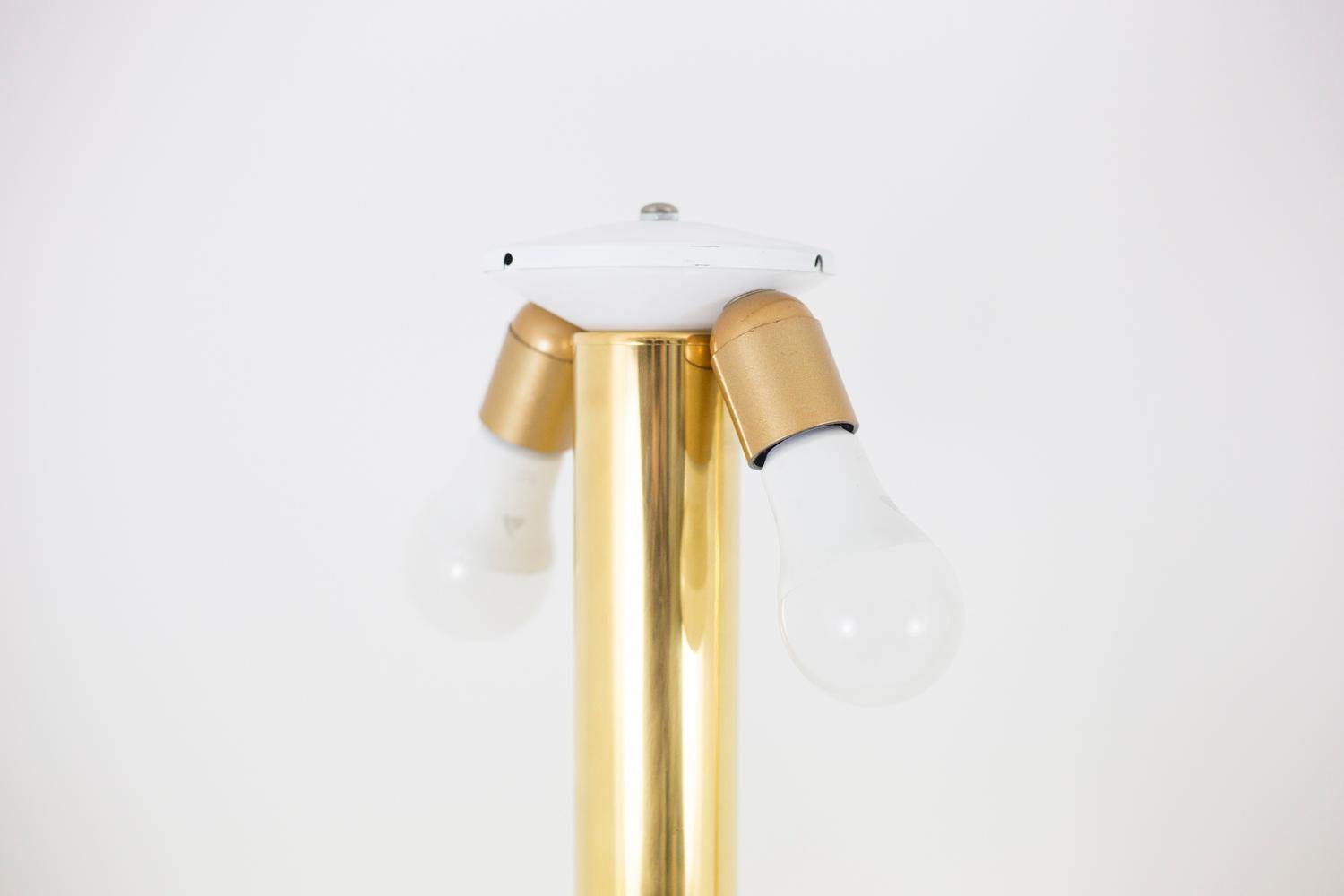 Late 20th Century Floor Lamp in Wood and Gilt Brass, 1970s For Sale