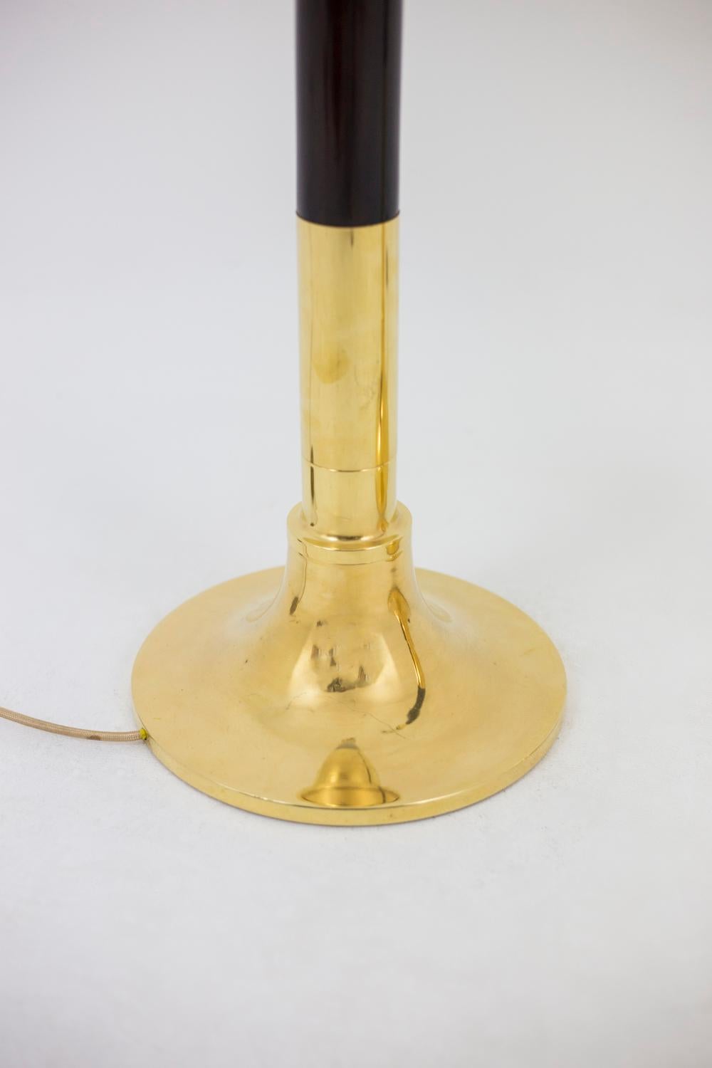 Floor Lamp in Wood and Gilt Brass, 1970s For Sale 2