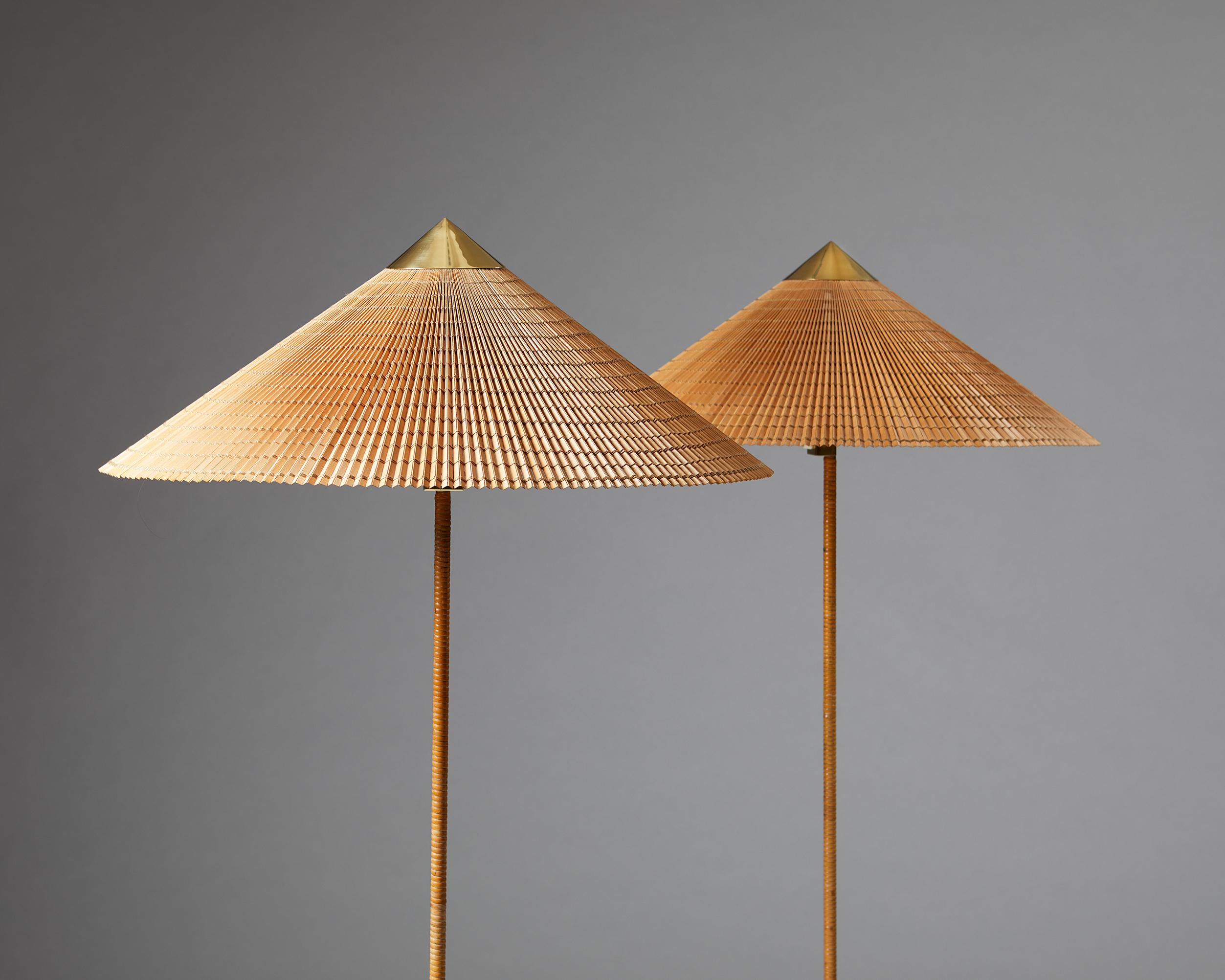 Mid-Century Modern Pair of Floor Lamps Model 9602 Designed by Paavo Tynell for Taito Oy, Finland, 1