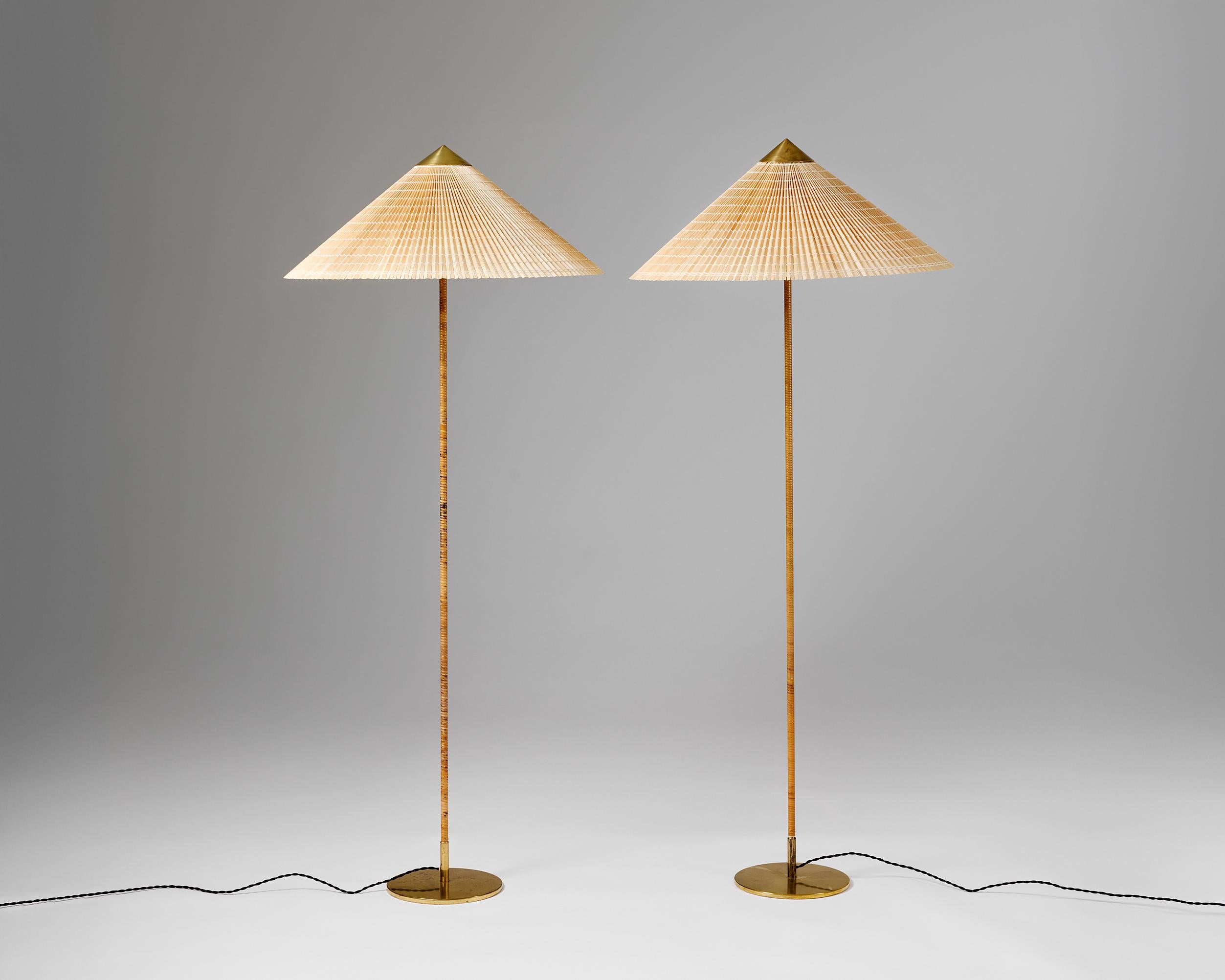 Scandinavian Modern Pair of floor lamps model 9602 Designed by Paavo Tynell for Taito Oy Finland For Sale