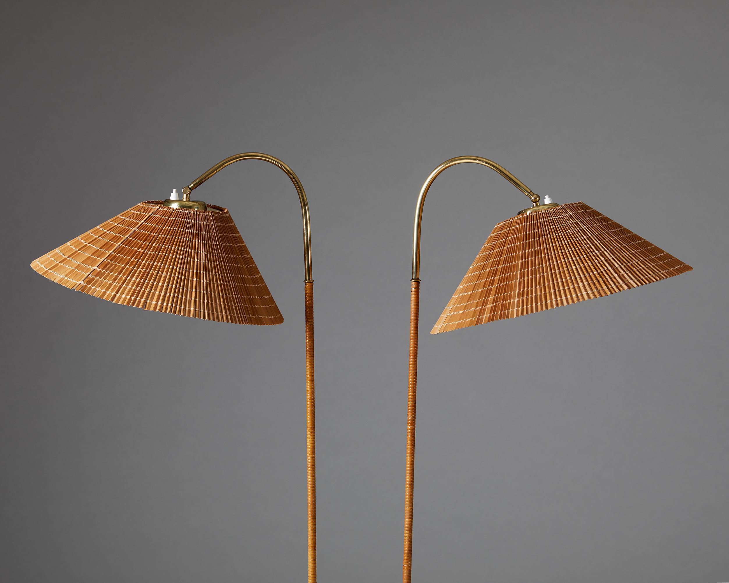 Finnish Pair of Floor Lamps Model 9609 Designed by Paavo Tynell for Taito Oy