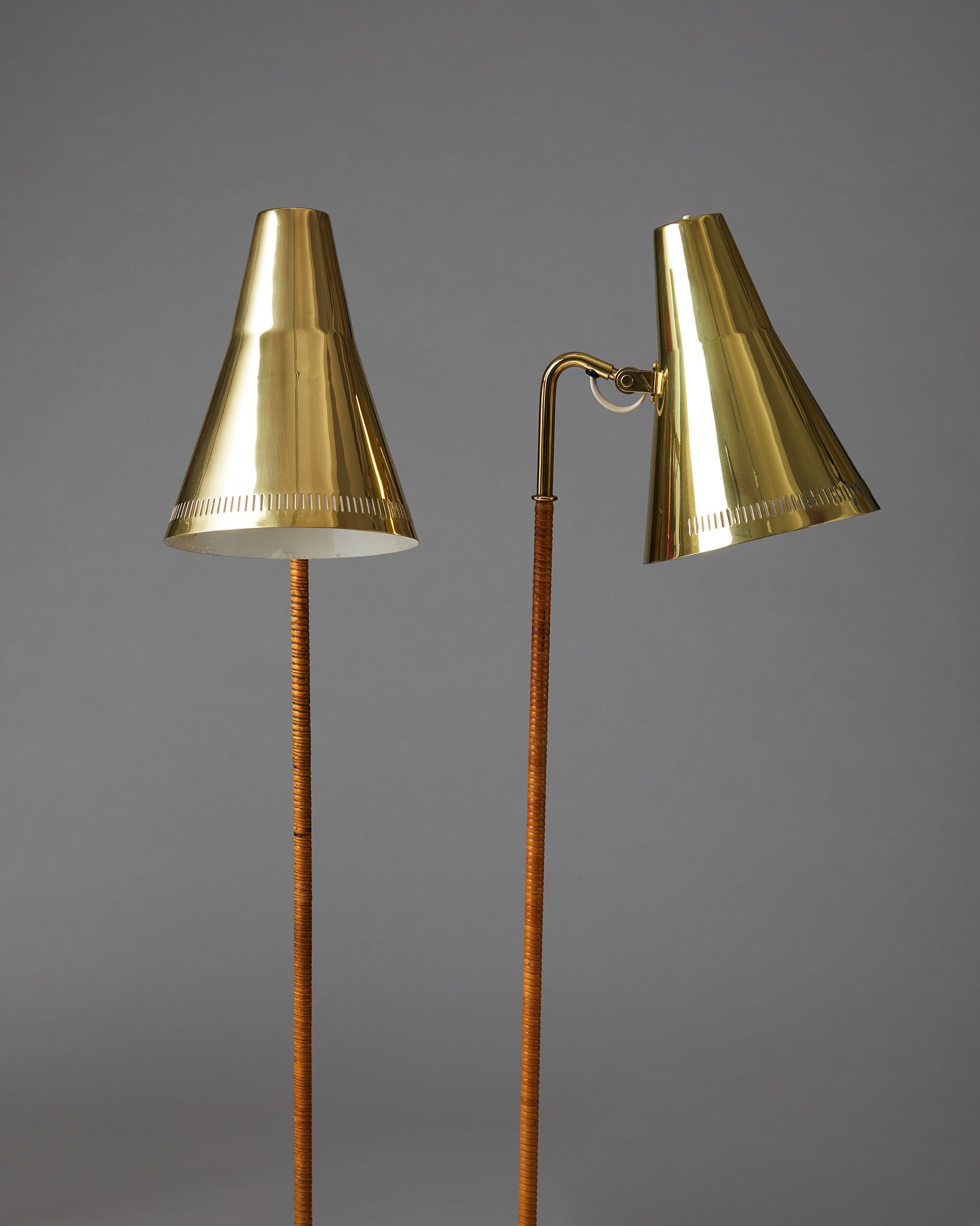 Mid-Century Modern Pair of Floor Lamps Model 9628 Designed by Paavo Tynell for Taito Oy