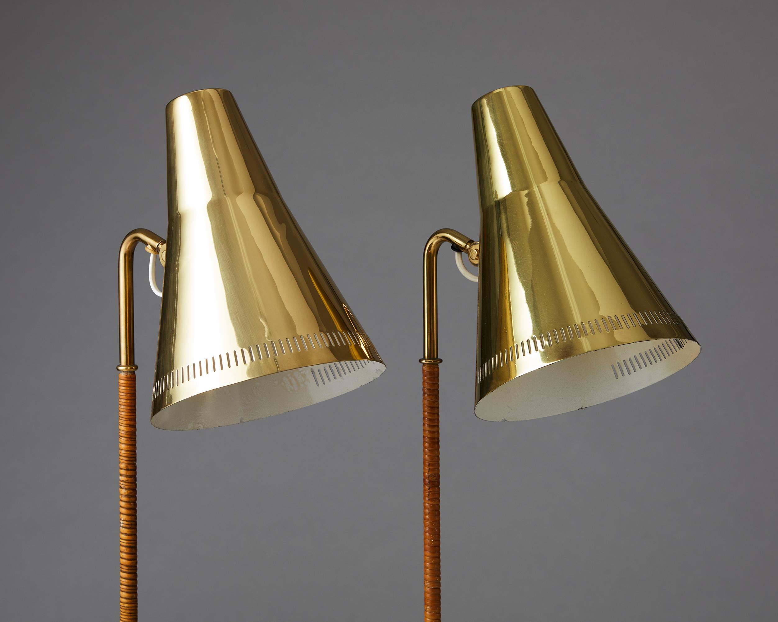 Finnish Pair of Floor Lamps Model 9628 Designed by Paavo Tynell for Taito Oy