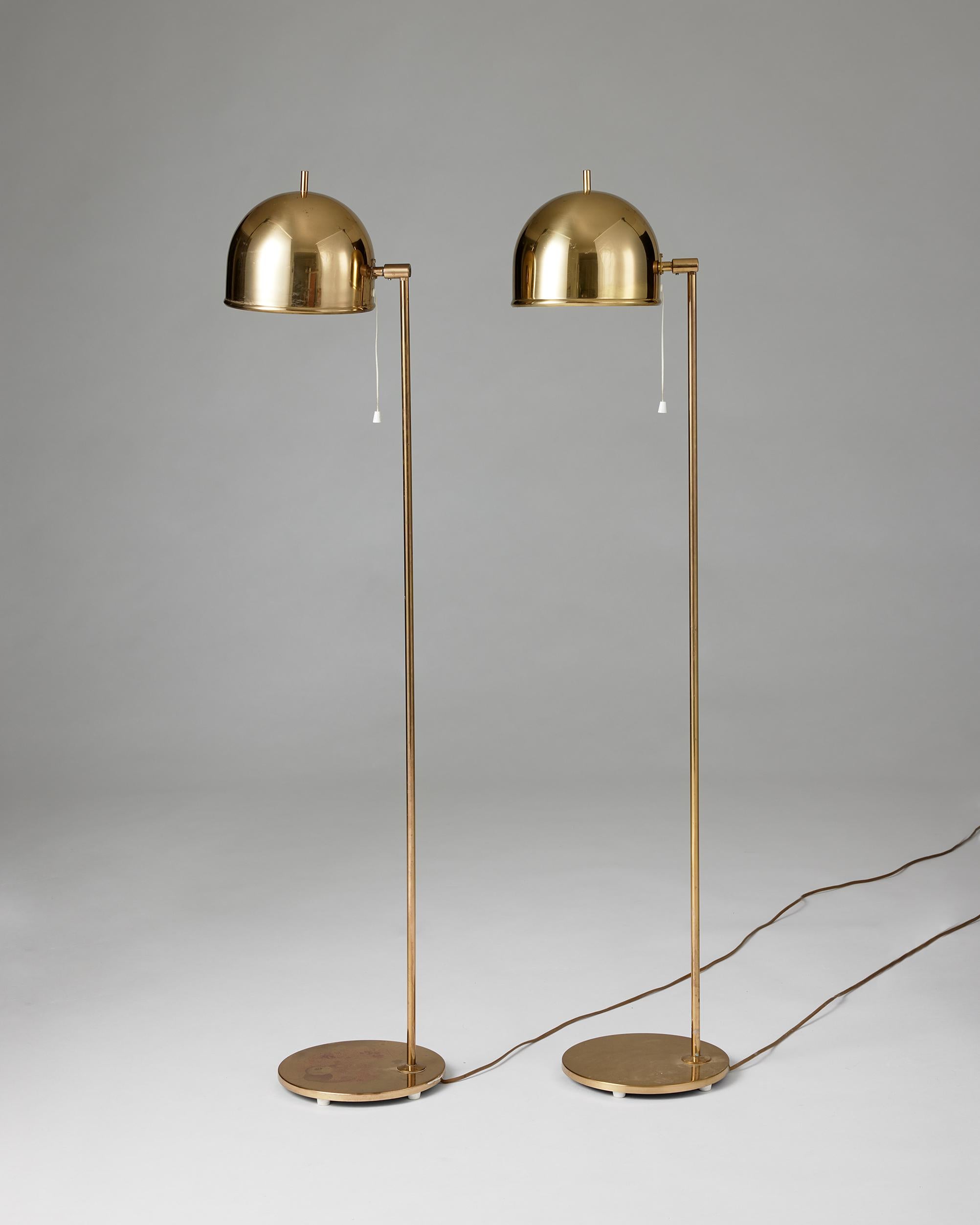 Mid-Century Modern Pair of floor lamps model G-075 designed by Eje Ahlgren for Bergboms, Sweden For Sale