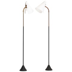 Pair of Floor Lamps with Plastic Shades Produced in Sweden