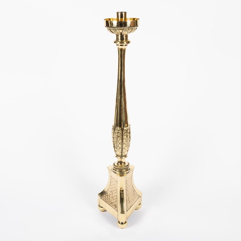 Pair of Floor Standing Brass Candelabra For Sale at 1stDibs