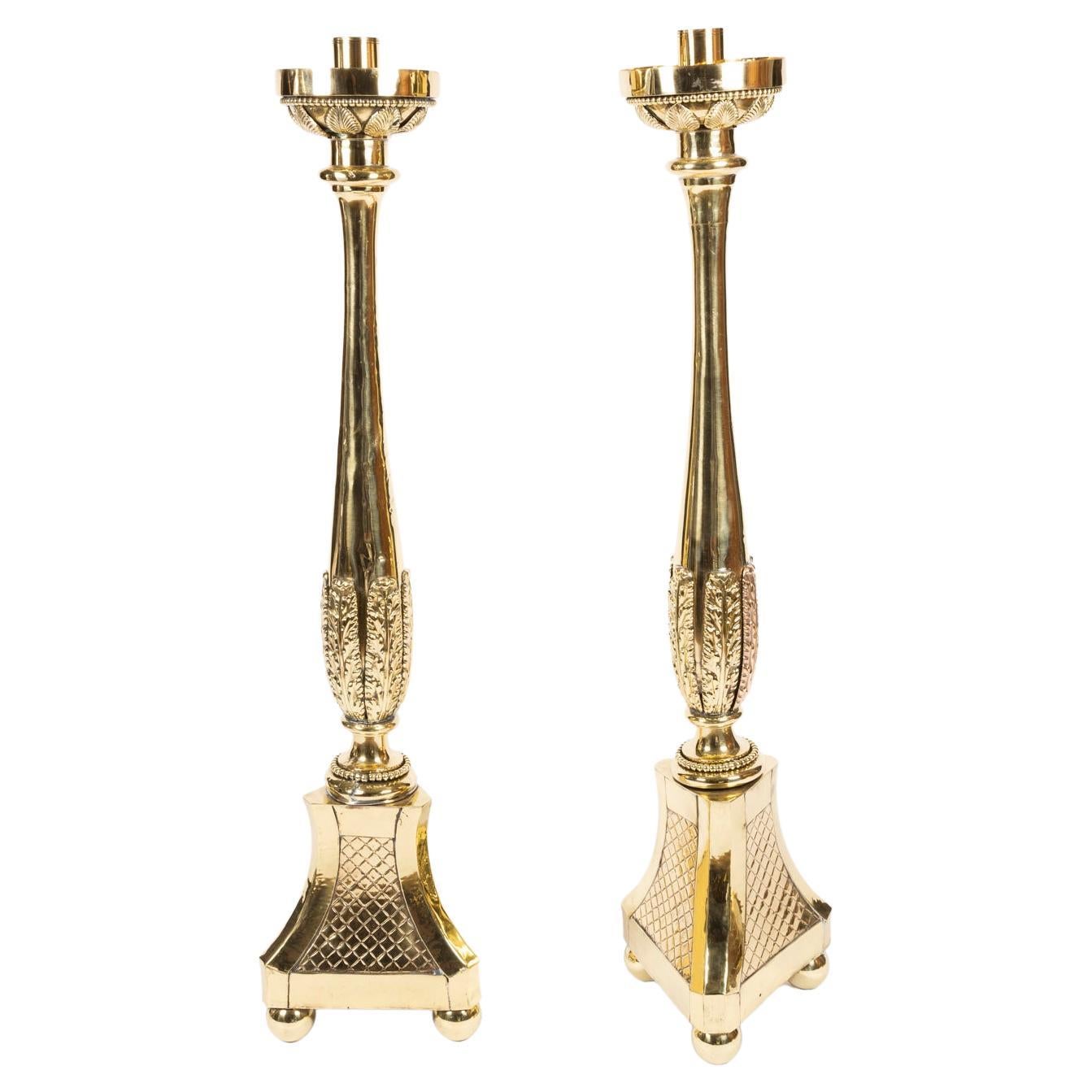 24 Candle Orthodox Ceremonial Brass Floor Candelabra, 1920 For Sale at