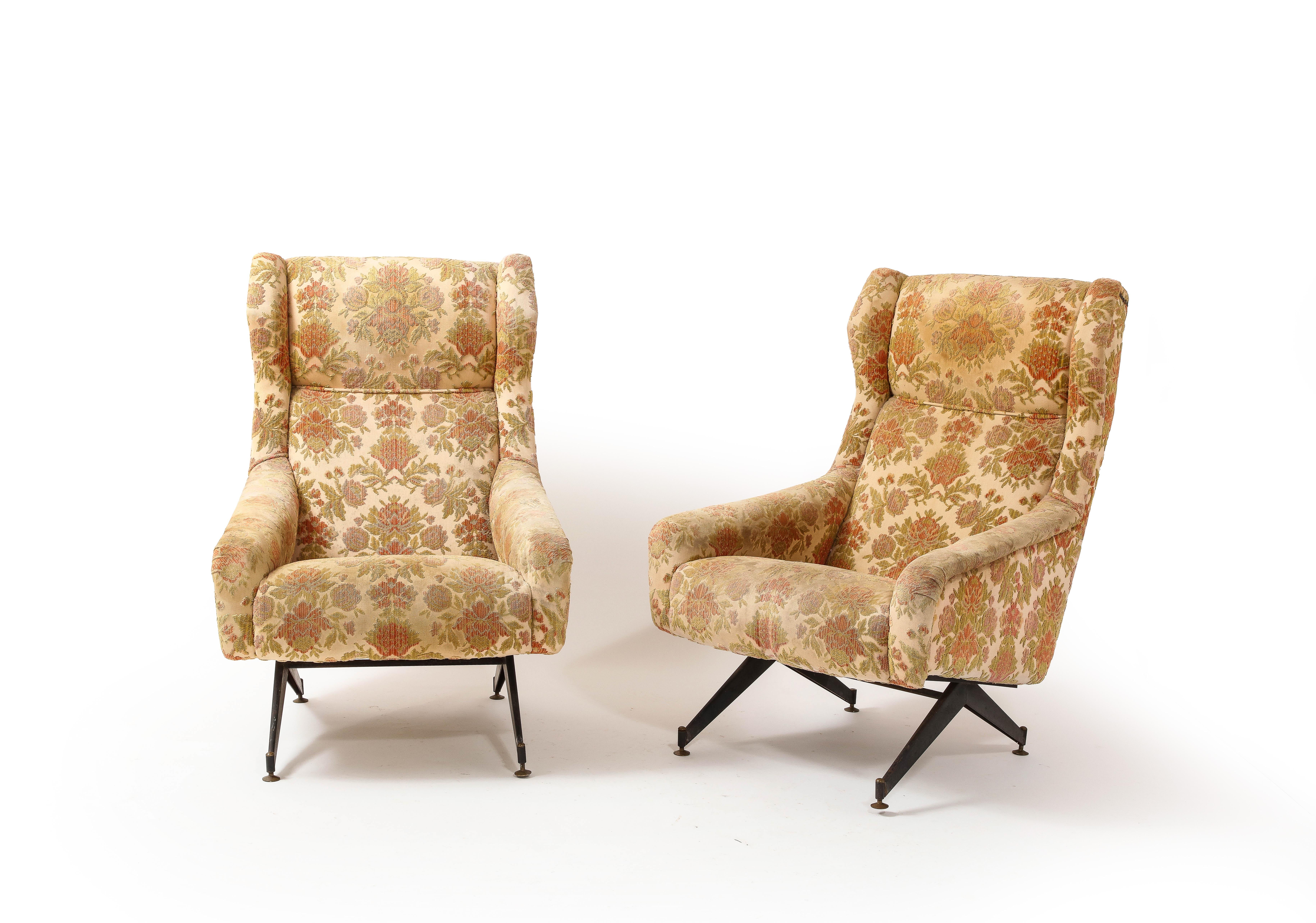 Mid-Century Modern Paire de fauteuils à motifs floraux par Dassi, Italie, 1950 en vente