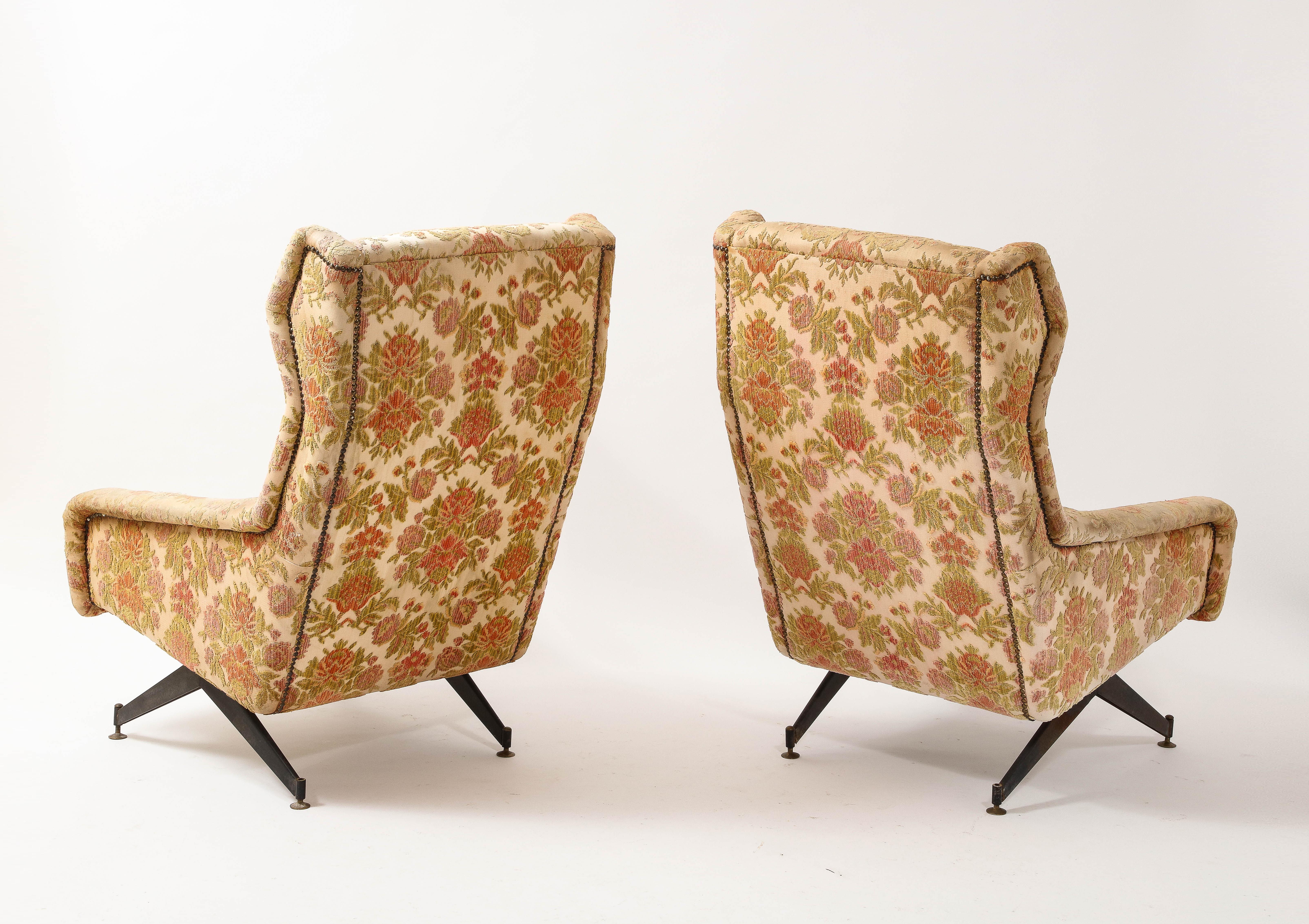 Metal Pair of Floral armchairs by Dassi, Italy 1950 For Sale