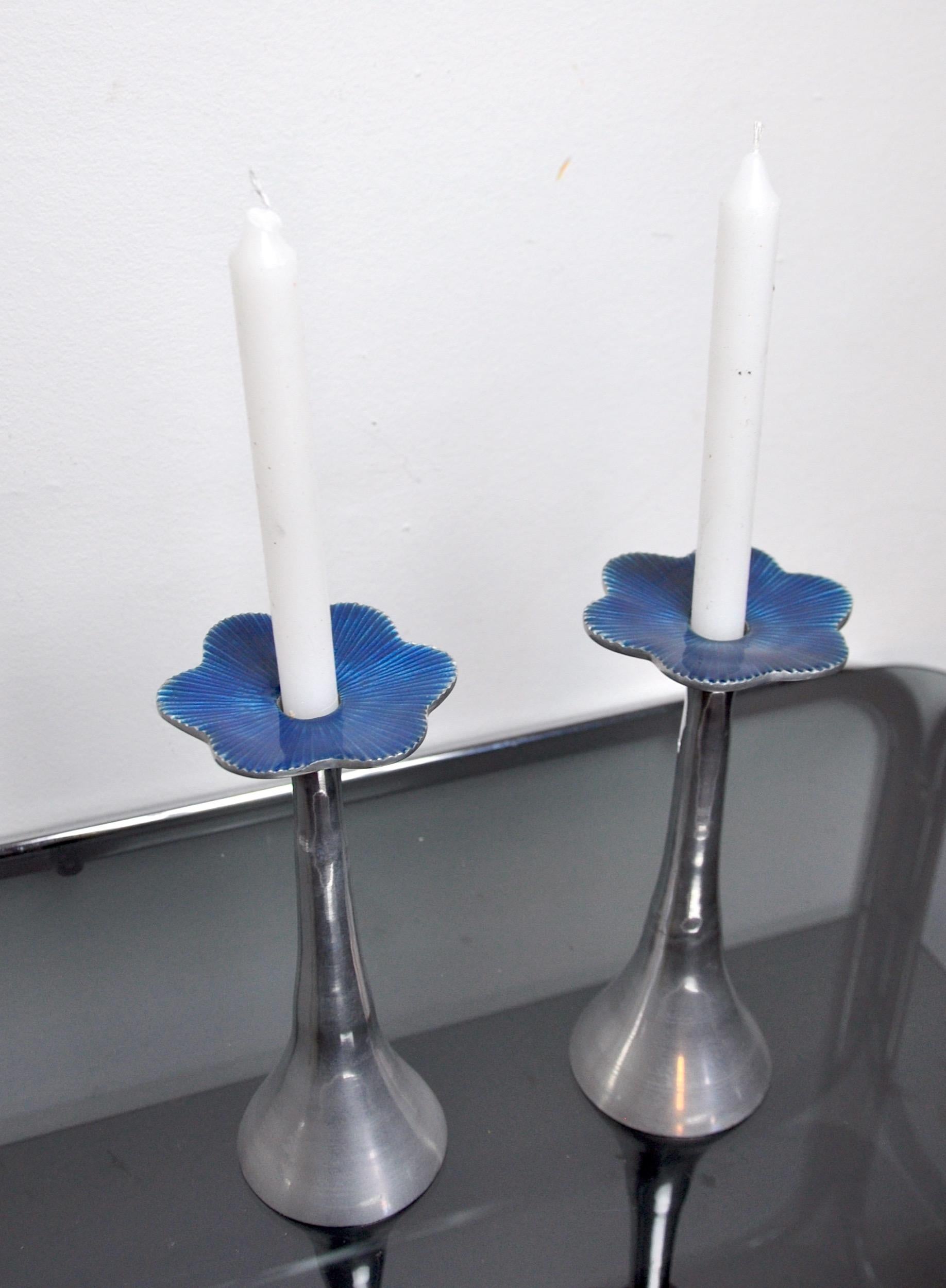 Late 20th Century Pair of Floral Brutalist Candlesticks by David Marshall, 1980, Spain For Sale