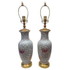 Pair of Floral Chinese Lamps