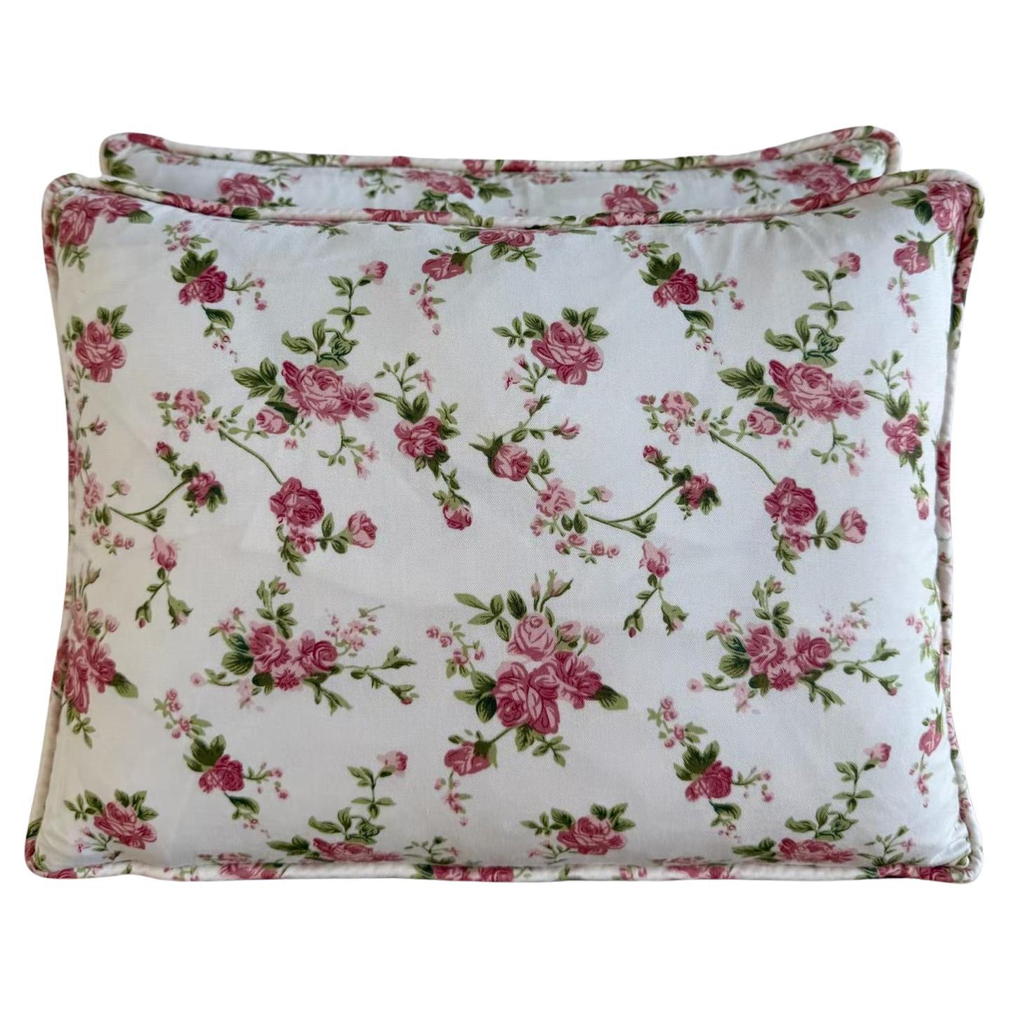 Pareja de cojines decorativos florales de algodón con estampado de rosas