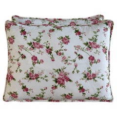 Pair of Floral Cotton Decorative Pillows with Rose Print