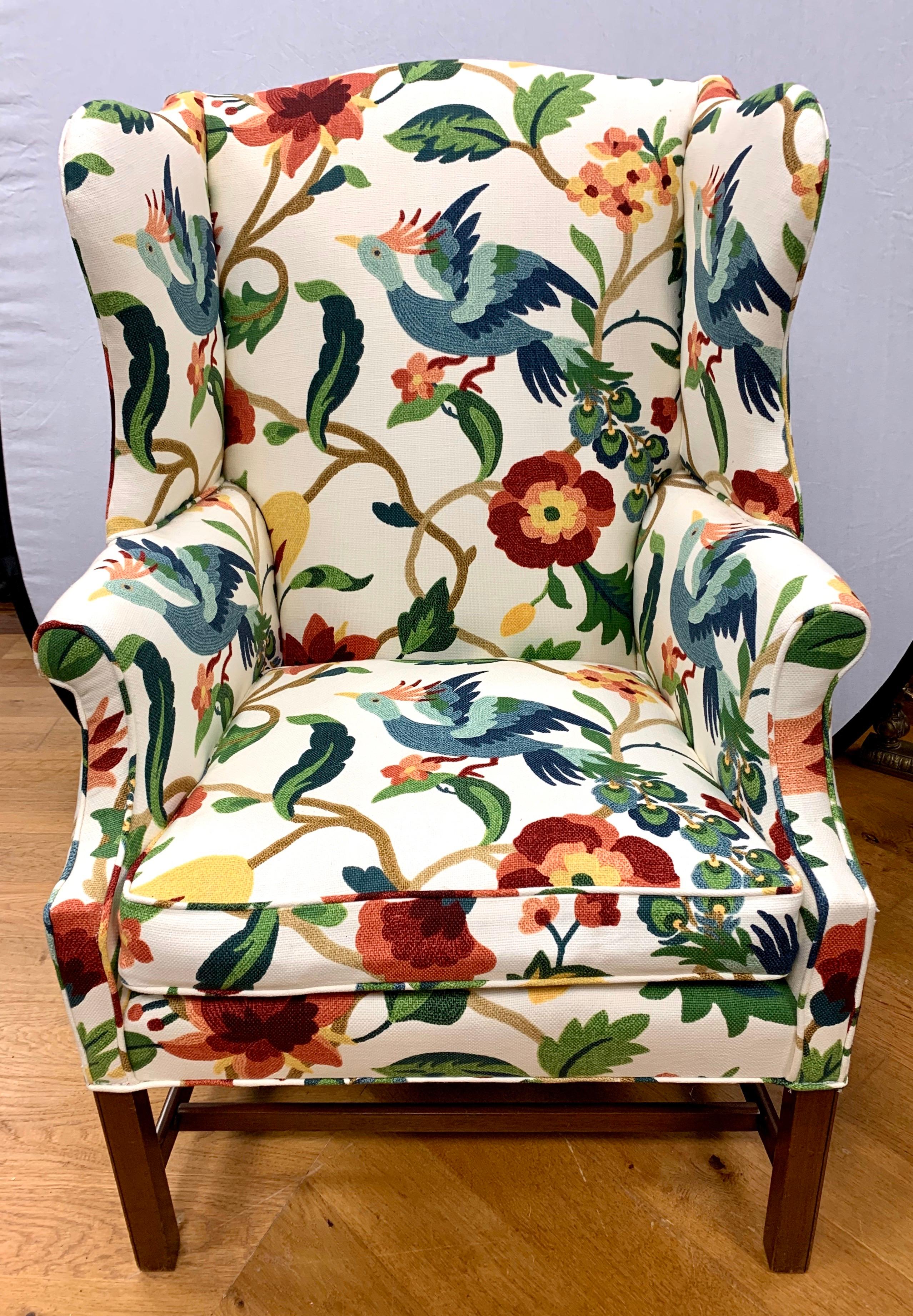 patterned wingback chair