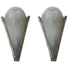 Pair of Floral French Art Deco Sconces