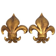 Pair of Floral French Lily Tole Sconces Gilded Metal, Koegel Leuchten, 1950s
