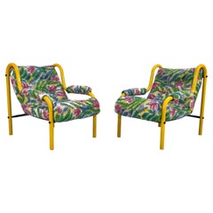 Pair of Floral Garden Lounge Chairs by Aldo Barbieri, 1970s