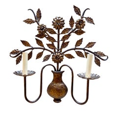 Pair of Floral Gilt Metal Sconces