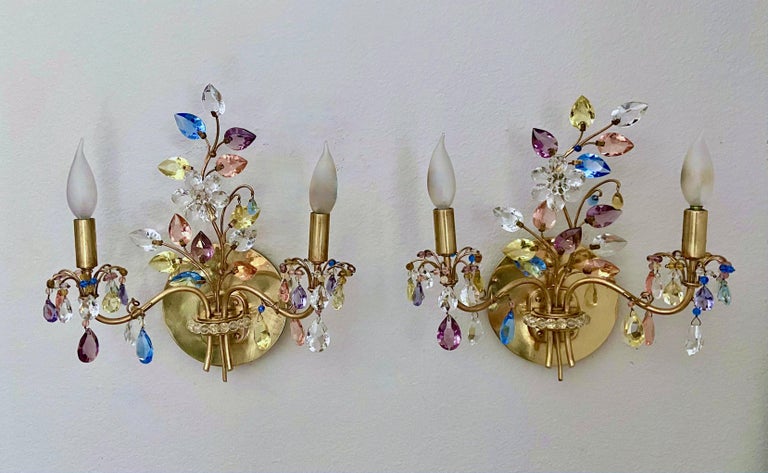 Pair of Floral Lobmeyr Wall Sconces by Oswald Haerdtl For Sale 4