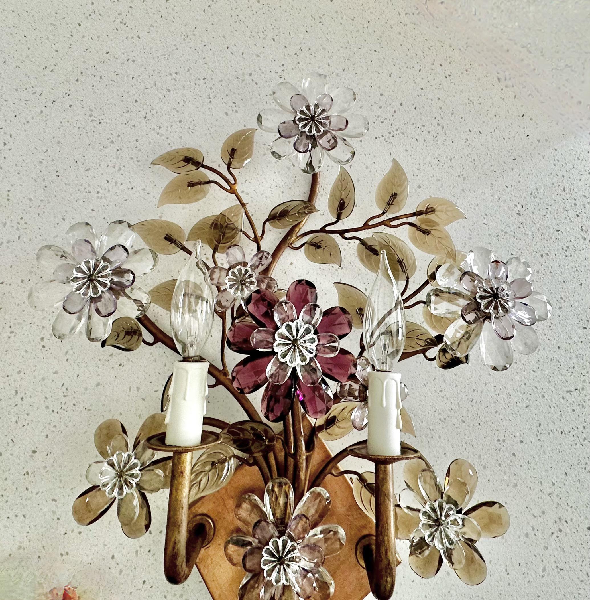 Pair of Floral Lobmeyr Wall Sconces by Oswald Haerdtl 2