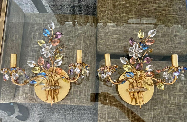 Pair of Floral Lobmeyr Wall Sconces by Oswald Haerdtl For Sale 12
