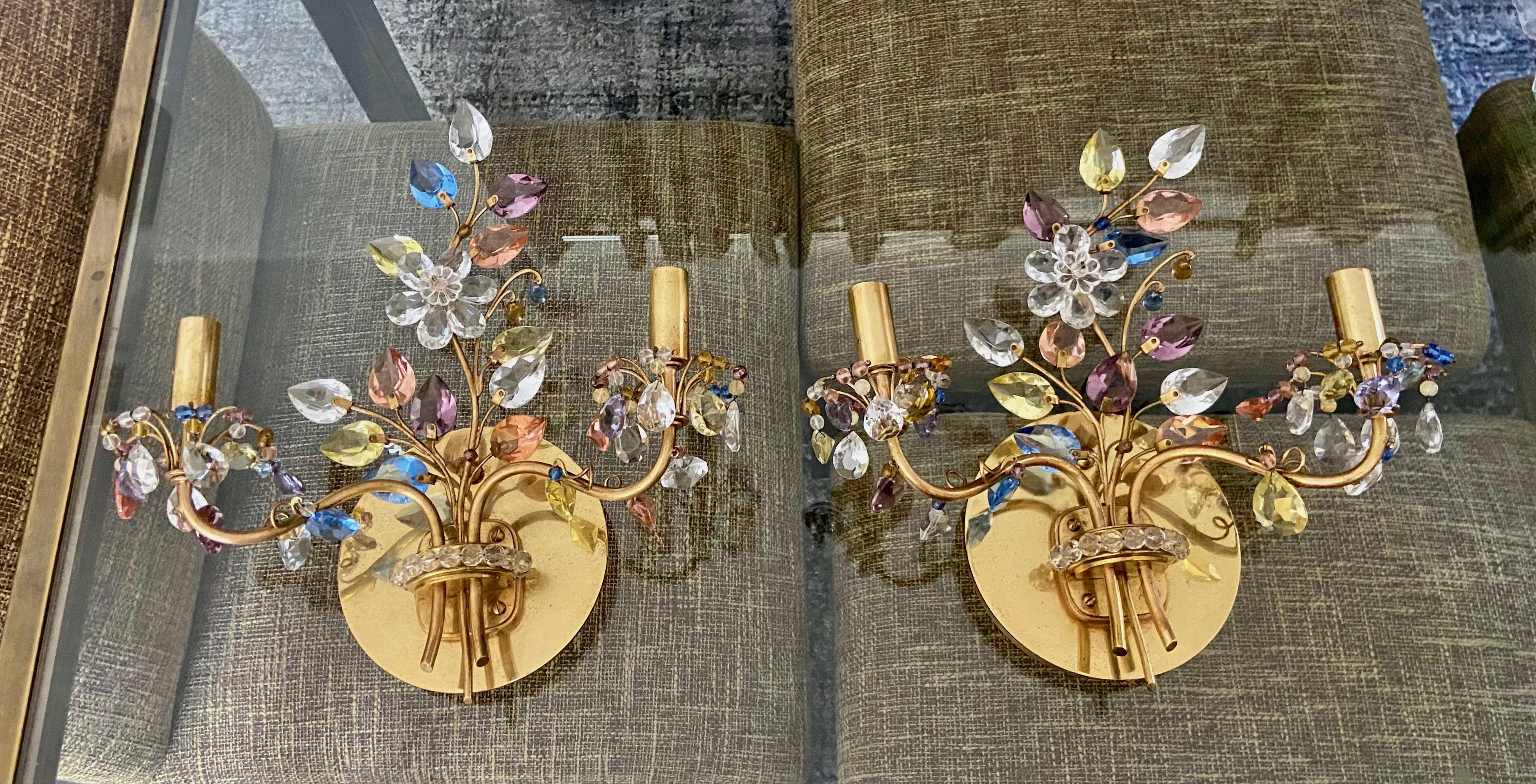 Austriaco Coppia di applique floreali Lobmeyr di Oswald Haerdtl in vendita