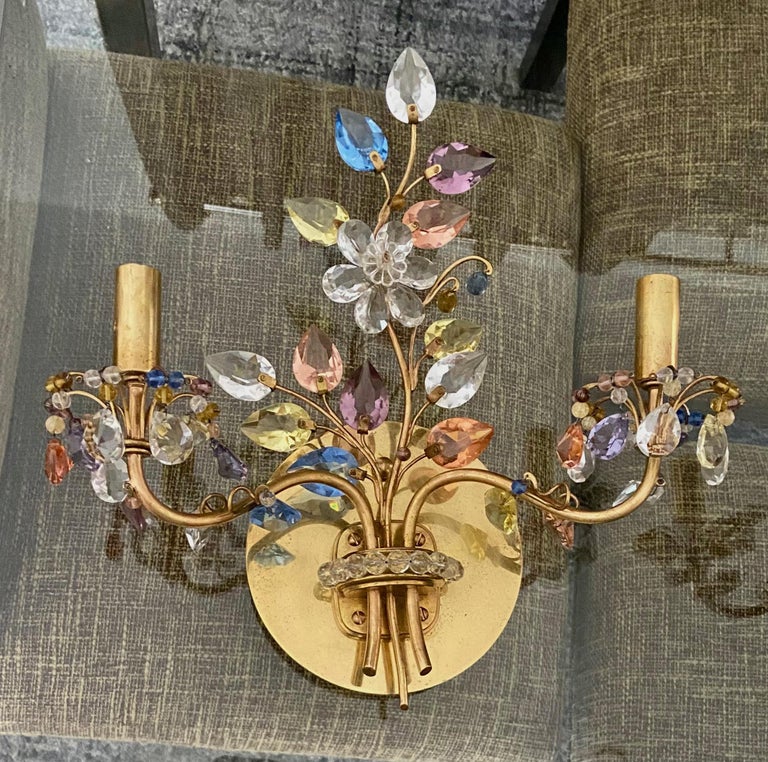 Pair of Floral Lobmeyr Wall Sconces by Oswald Haerdtl In Good Condition For Sale In Palm Springs, CA