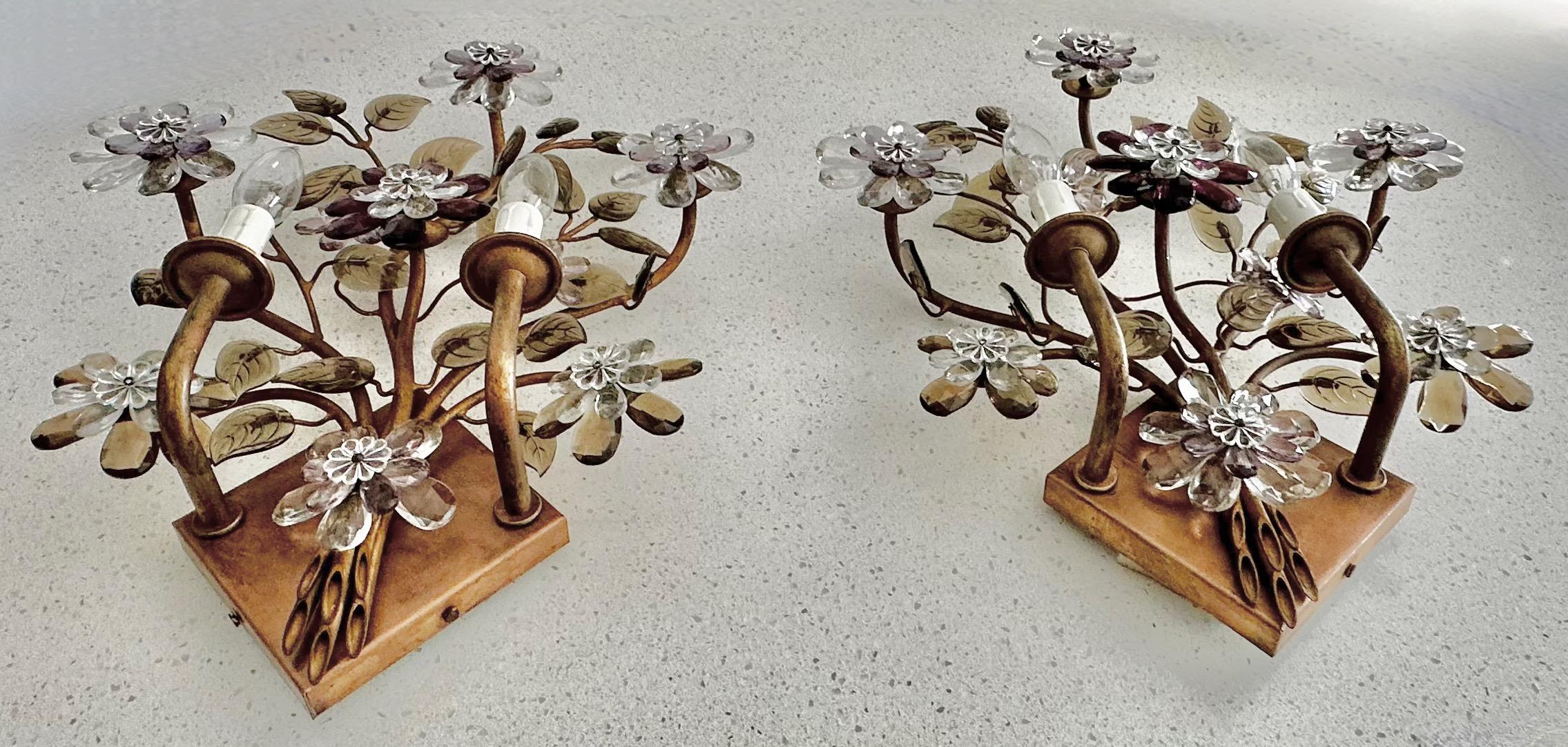 Pair of Floral Lobmeyr Wall Sconces by Oswald Haerdtl In Good Condition In Palm Springs, CA