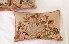 Pair of  Floral Lumbar Needlepoint Pillows