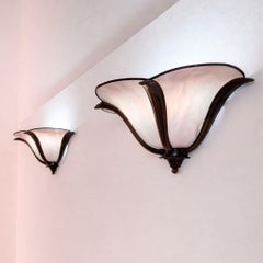 Paar florale Wandleuchter aus Muranoglas und Messing von Aureliano Toso, Italien 1970