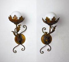 Pair of Floral Sconces by Ferro Arte, Spain, 1960