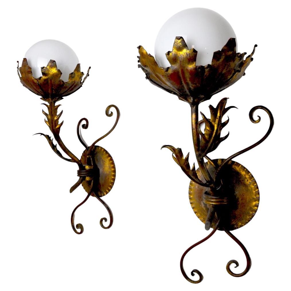 Paire d'appliques à fleurs par Ferro Arte, Espagne, 1960