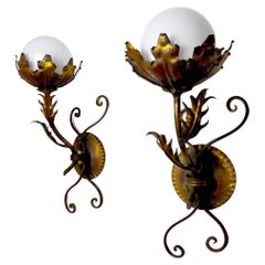 Paire d'appliques à fleurs par Ferro Arte, Espagne, 1960
