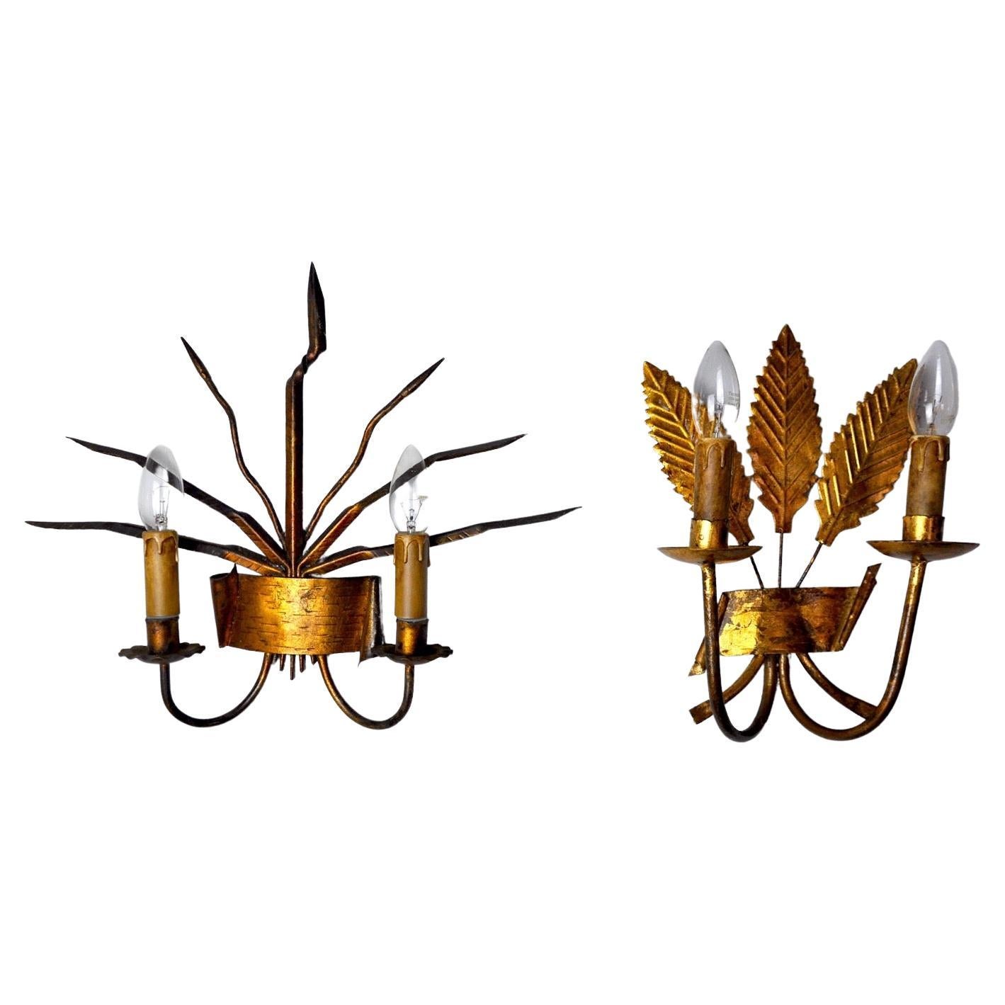 Pair of Floral Sconces by Ferroarte, Regency, Spain, 1970