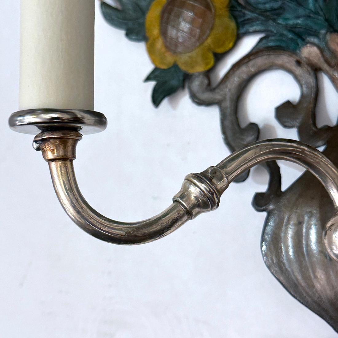 Dipinto Coppia di lampade floreali in vendita