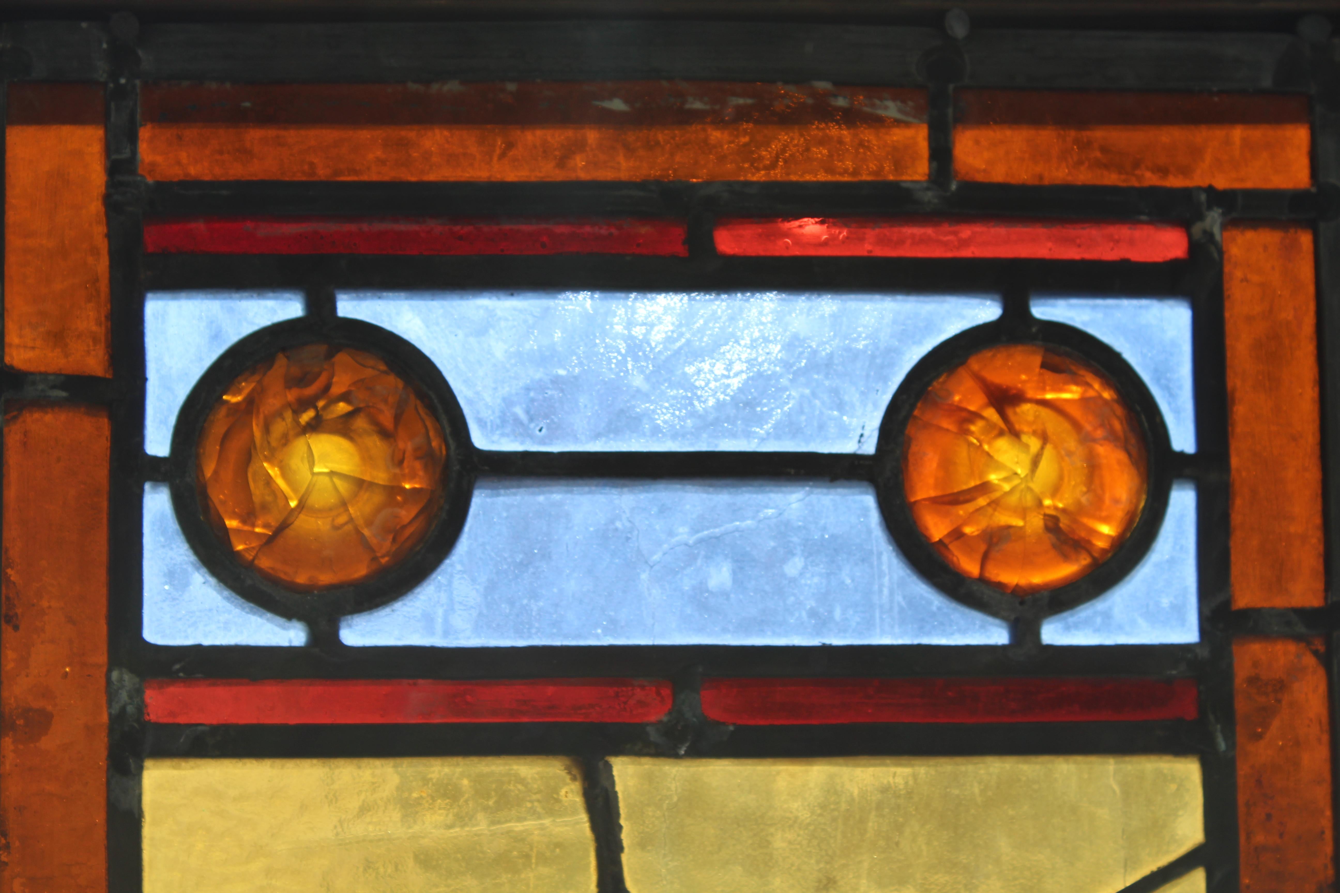 Verre teinté Paire de panneaux de vitrail à motifs floraux 17