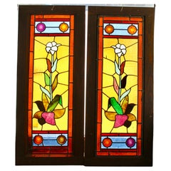 Par de Vidrieras Florales 17" x 40" (17" x 40")