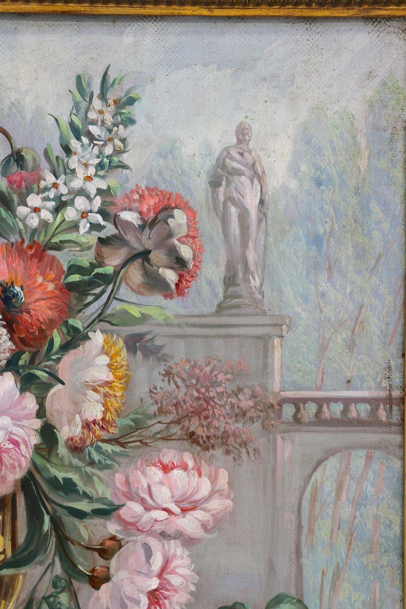 Pair Of Floral Still Life Oil Paintings, Signed V. Landi, Framed, IT ca. 1990 In Good Condition For Sale In Lichtenberg, AT