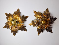 Pair of floral "Sun" sconces by Ferro Arte, Spain, 1960