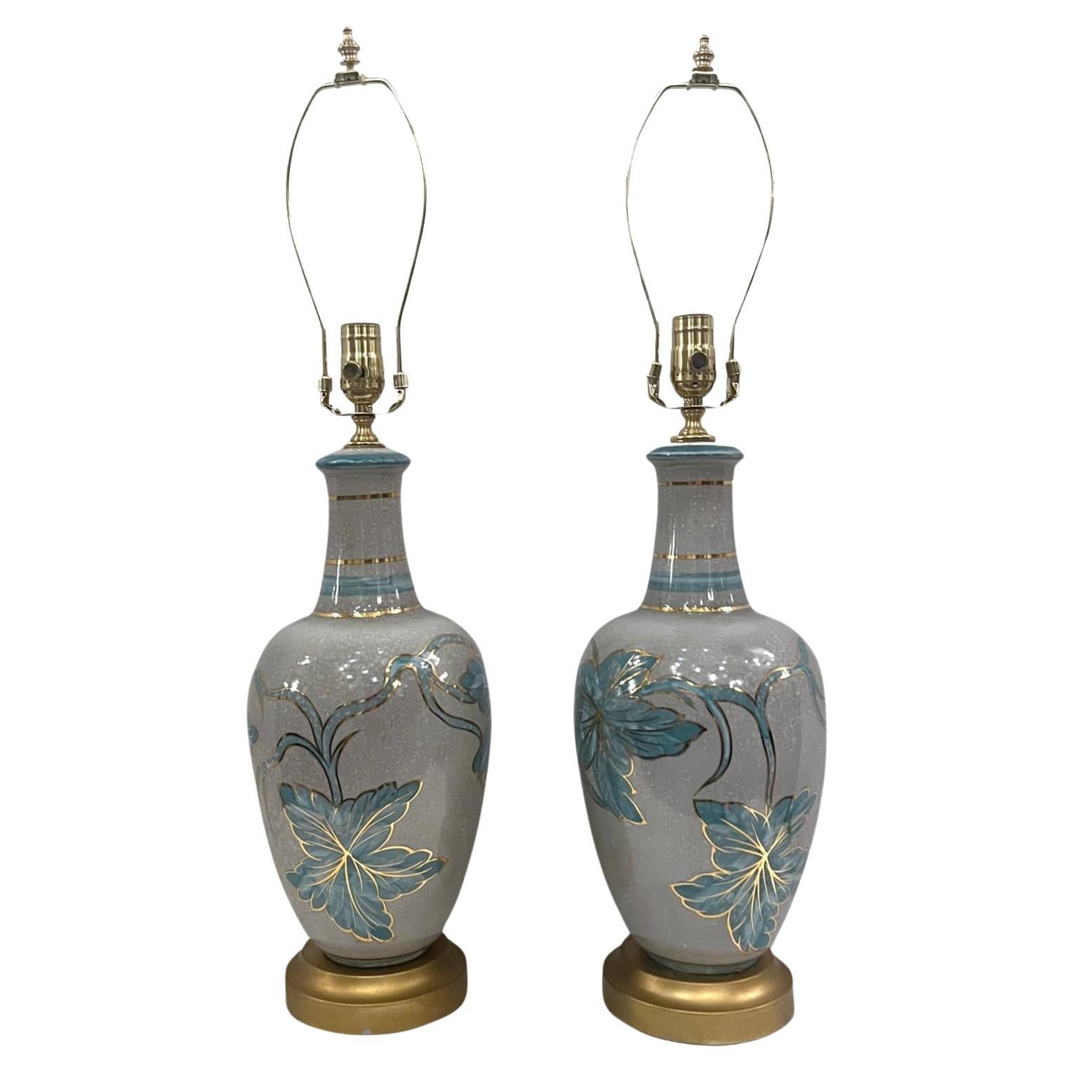 Pair of Floral Table Lamps