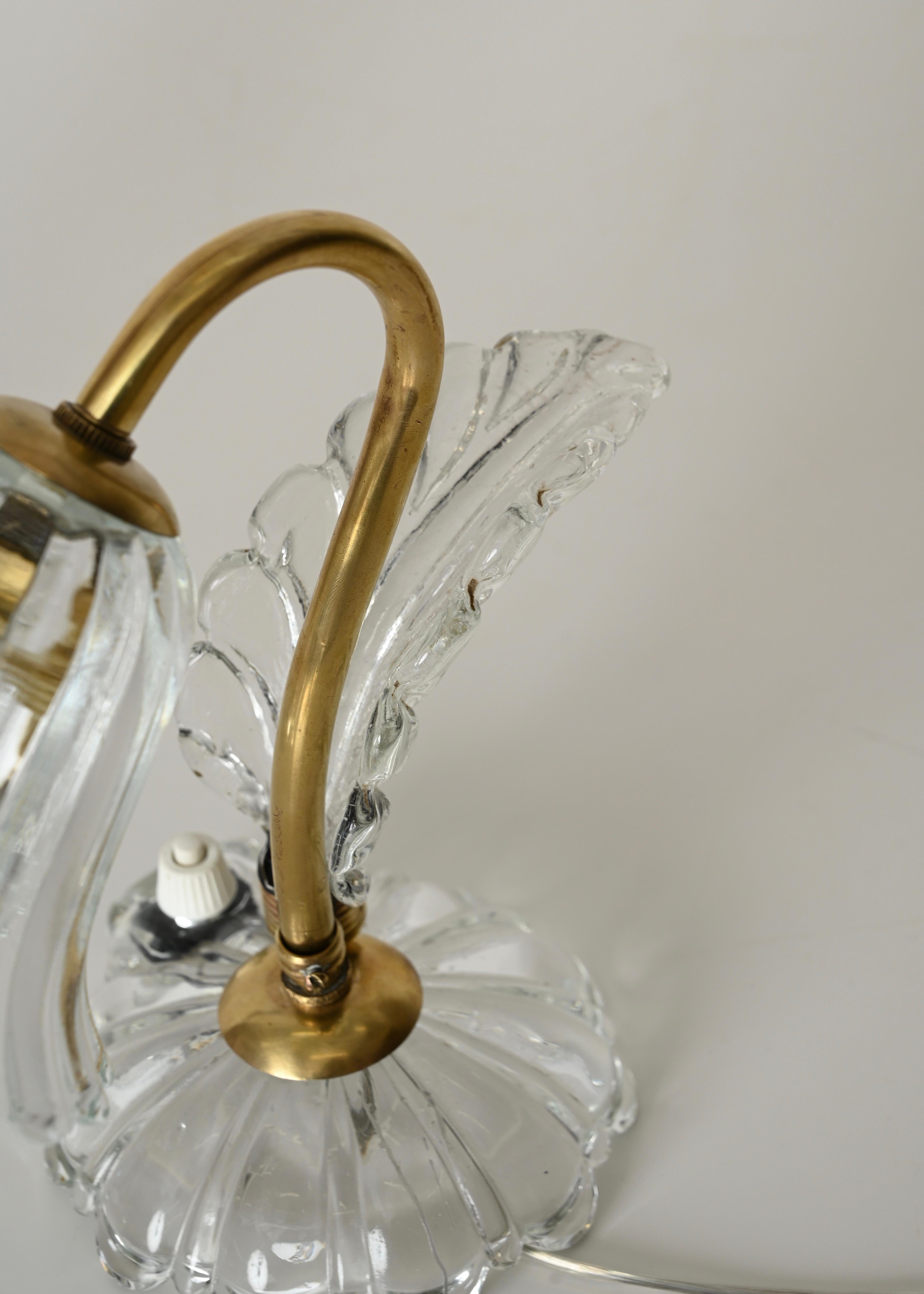 Barovier Paar Glocken-Tischlampen aus Murano-Glas und Messing, Italien 1940er Jahre im Angebot 7