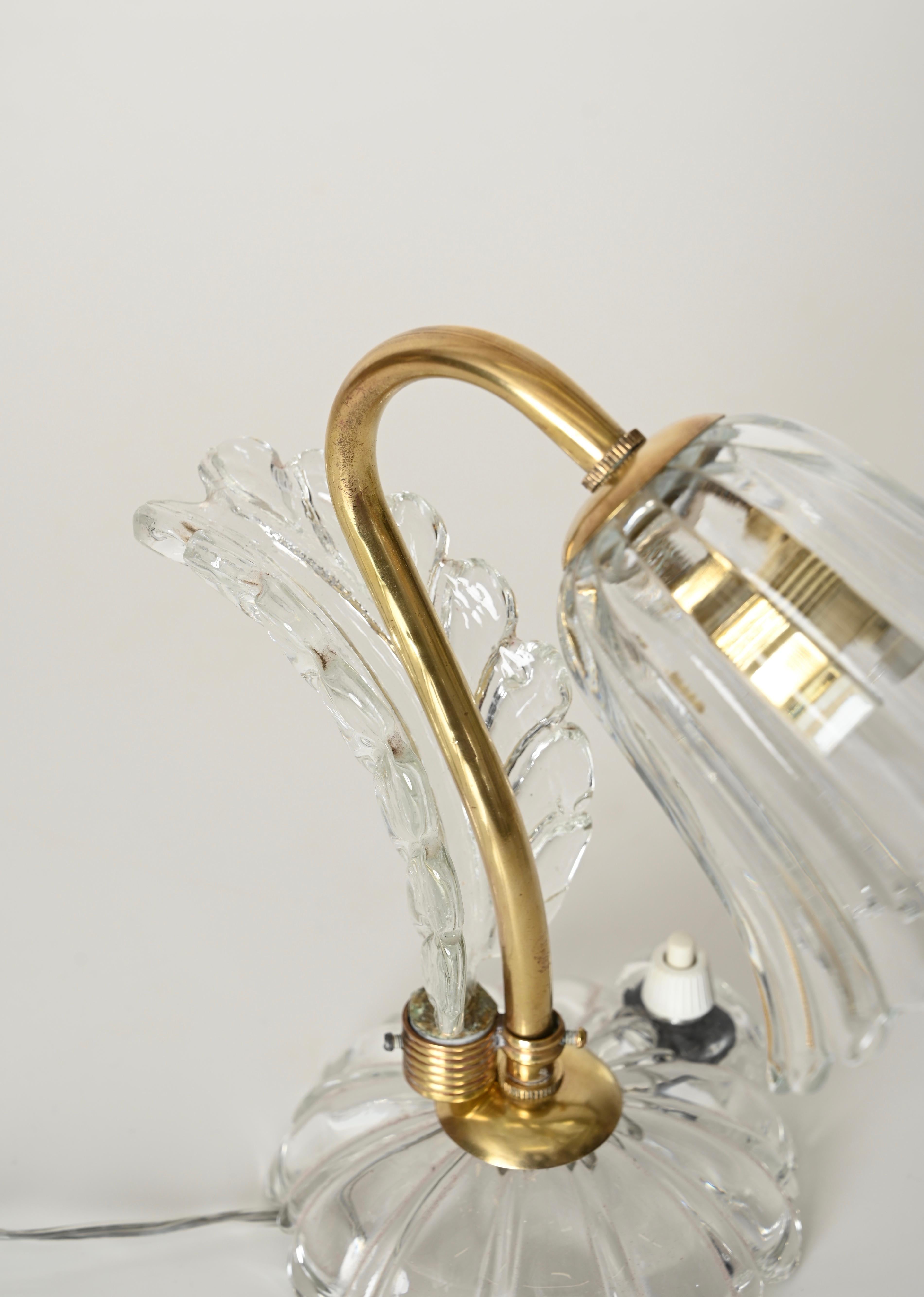 Barovier Paar Glocken-Tischlampen aus Murano-Glas und Messing, Italien 1940er Jahre im Angebot 8