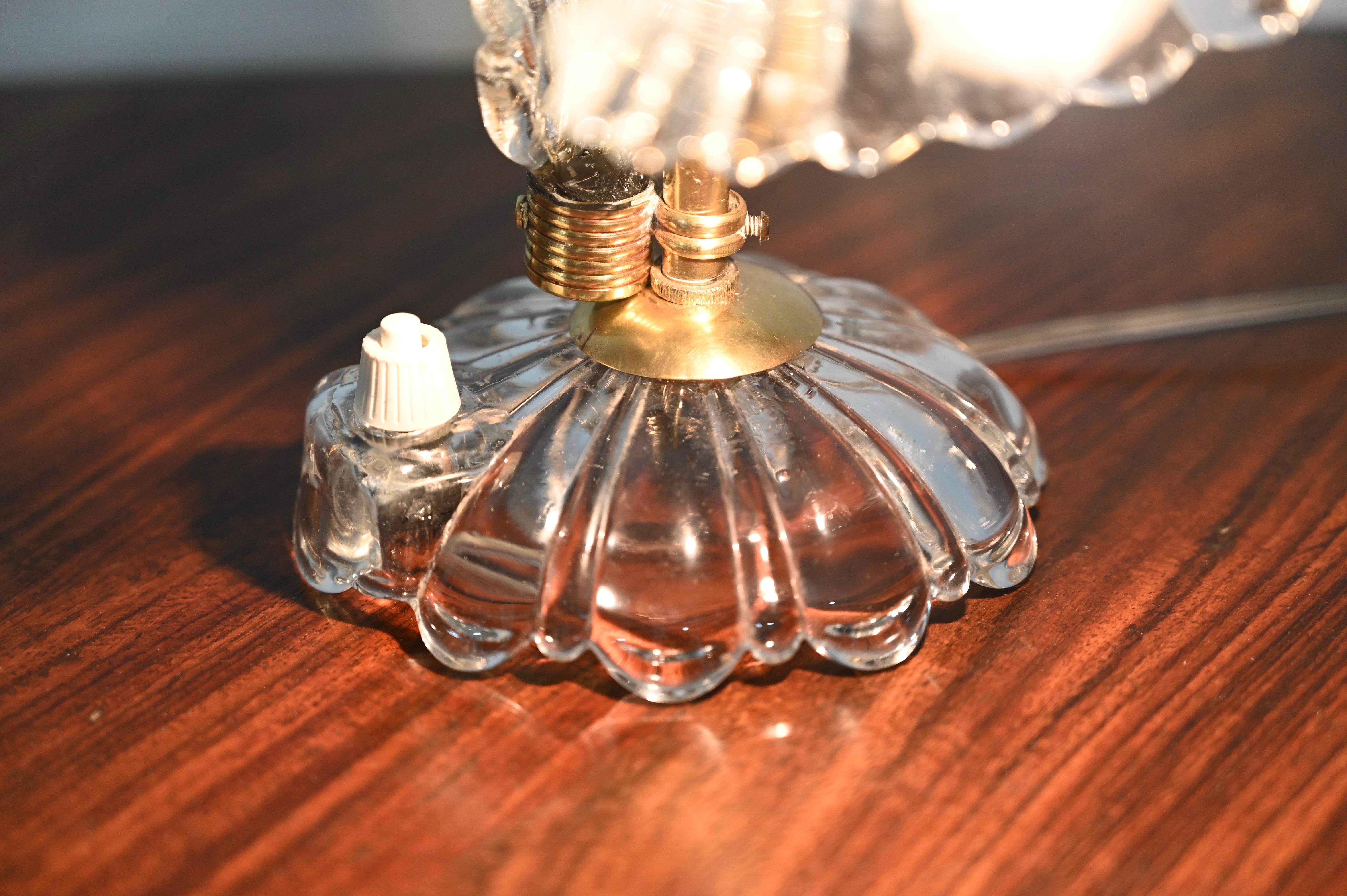 Barovier Paar Glocken-Tischlampen aus Murano-Glas und Messing, Italien 1940er Jahre im Angebot 10