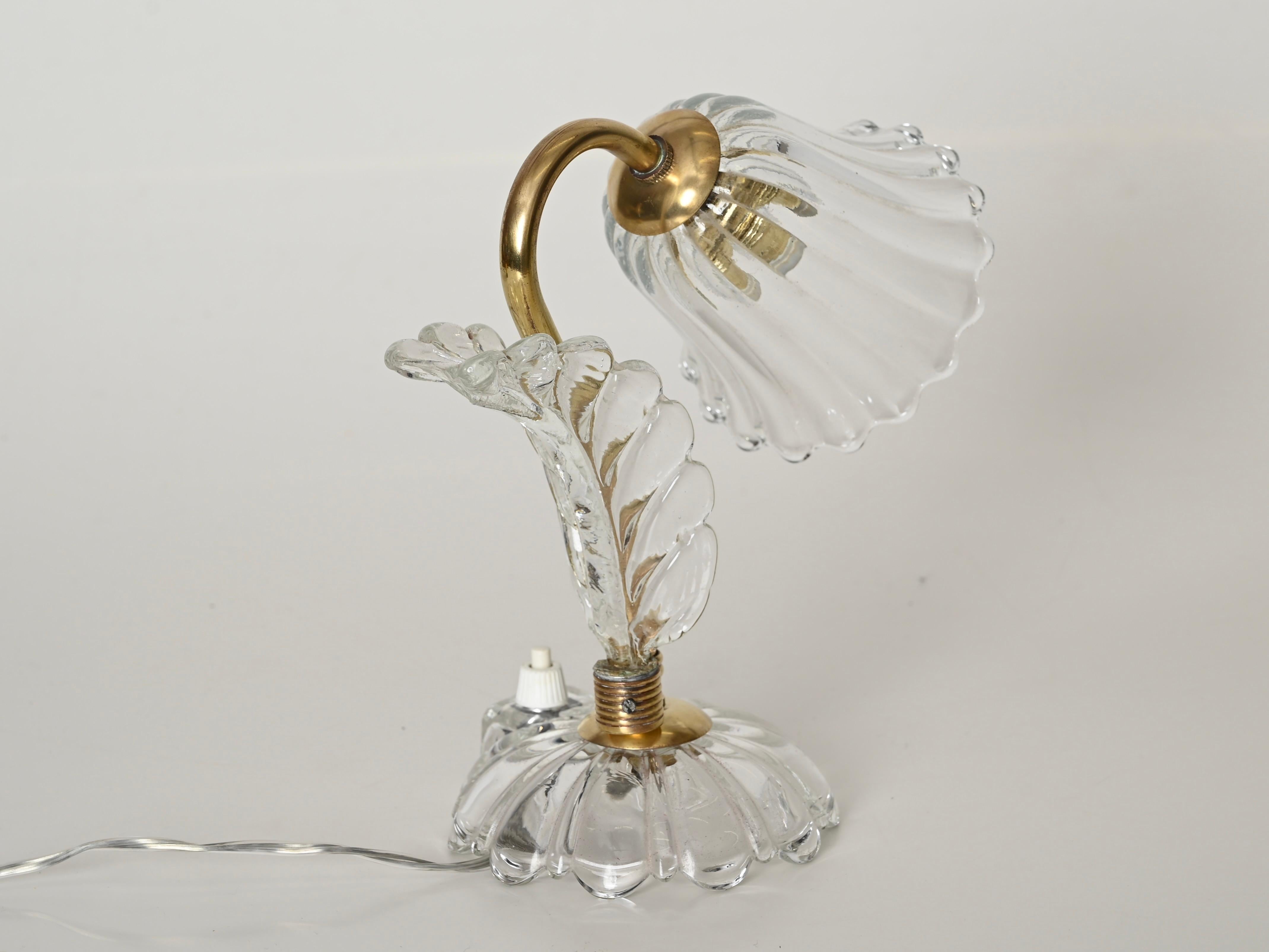 Barovier Paar Glocken-Tischlampen aus Murano-Glas und Messing, Italien 1940er Jahre (20. Jahrhundert) im Angebot