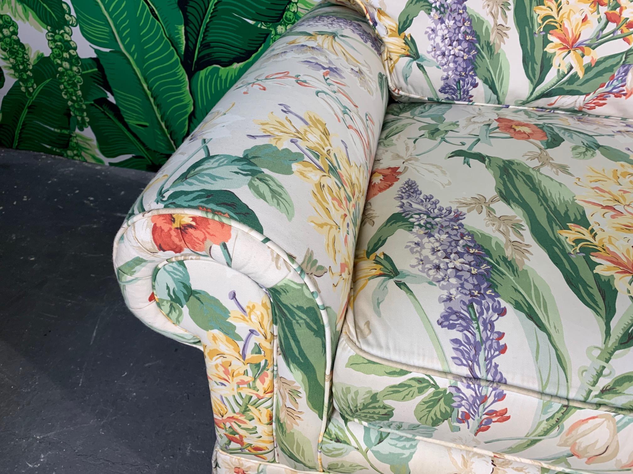 American Pair of Floral Upholstered Sofas by Robb and Stucky