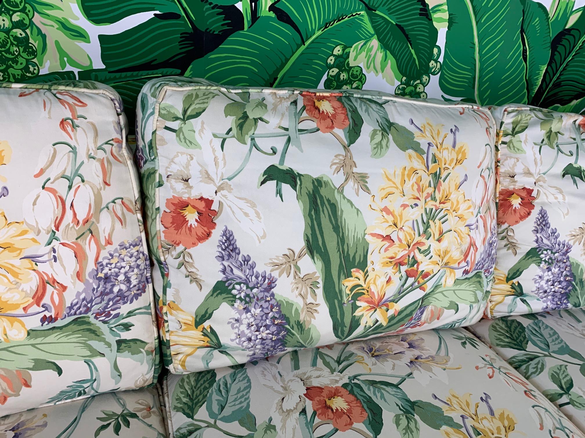 Pair of Floral Upholstered Sofas by Robb and Stucky In Good Condition In Jacksonville, FL
