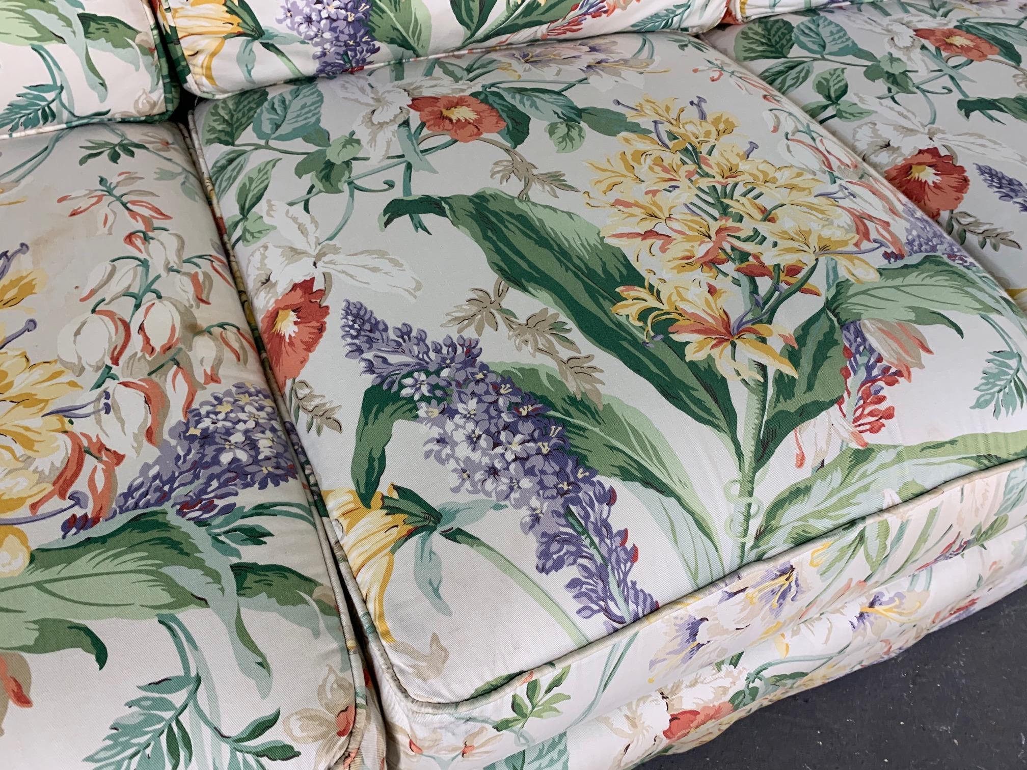 Late 20th Century Pair of Floral Upholstered Sofas by Robb and Stucky