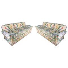 Retro Pair of Floral Upholstered Sofas by Robb and Stucky